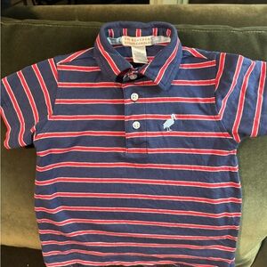 The Beaufort Bonnet Company Kids Polo - Navy and Red Stripes
